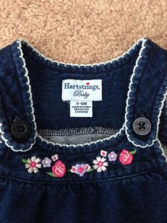 Hartstrings Baby Nay Blue w Floral Print Dress Matching Bloomer 3 6 Months