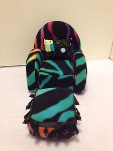 Colorful Zebra Print Chair with Ottoman for Monster High Barbie or Bratz Dolls
