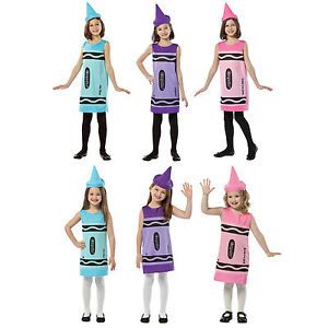 Child Girls Artist Art Crayola Crayons Color Purple Pink Blue Cute Dress Costume