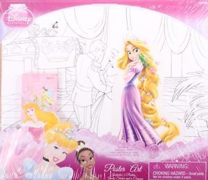 New Disney Princess Poster Set Includes Jumbo Rapunzel Sticker 6 Crayons BNIB