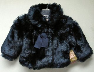 Juicy Couture Girls Faux Fur Jacket Blue 12 M $168