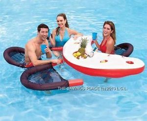Inflatable Floating Swimming Pool Water Bar and 4 Chairs Perfect for Parties