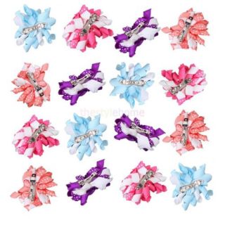 Lot 16 Pcs Grosgrain Ribbon Korker Baby Girls Boutique Hair Bows French Clip New