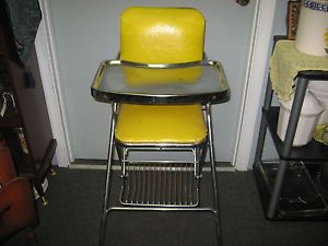 Antique Vintage Cosco Yellow Baby High Chair Doll Retro Cool 1950'S