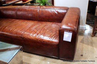 102" Straight Sofa Vintage Cigar Brown Soft Italian Leather Modern Lines