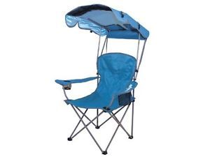 Blue Outdoor Beach Chair Extended Canopy Over Sized Seat Cup Holder Free SHIPPIN