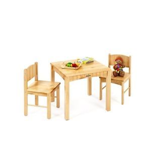 New Childrens Child Kids Table and 2 Chair Set Chairs Natural Wood Quick SHIP