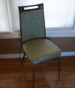 Vintage Green Vinyl Kitchen Dining Chair Lot of 2 Chairs