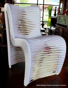 White Dining Chair Modern Contemporary Hand Weaving Industrial Seat Belt