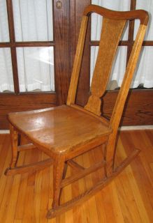 Beautiful Antique Vintage Quartersawn Solid Oak Sewing Rocker Rocking Chair