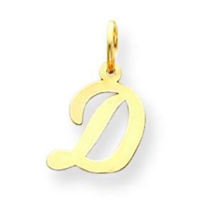 14k Yellow Gold Small Script Initial Letter D Charm
