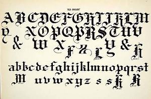 1937 Print Old English Typeface Alphabet Letter Art Fancy Graphic Frank Atkinson