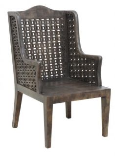 48" w Raya Vintage Art Mango Wood Arm Chair Accent Hand Carved Spectacular