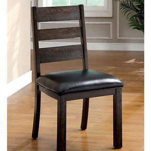 Edmonton Country Style Dark Walnut Finish Dining Chairs Set of 2
