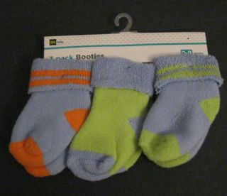 Infant Boys 3 PK Multi Color DG Baby Booties Size 0 9 MO