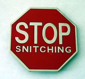 Red Stop Snitching Warning Sign Against Crime Gang Culture Belt Buckle