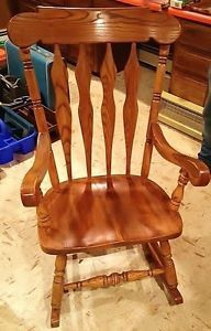 Vintage Beautiful Solid Oak Rocker Rocking Chair