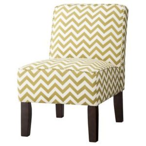 Modern Olive Green and White Chevron Print Armless Slipper Accent Chair