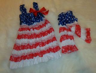 Red White Blue Petti Romper Dress Set Pageant Outfit Photo Prop 12 MO 2T 3T