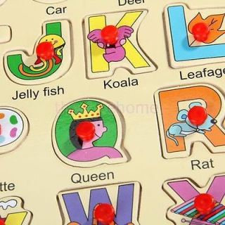 Kids Wooden Puzzle Toy ABC 26 Letter Alphabet Language
