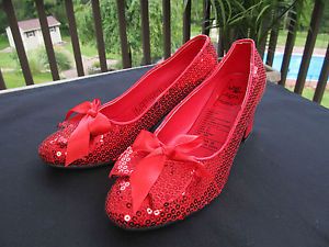 Ruby Red Slippers Dorothy Costume Shoes Wizard of oz Size Womens Medium 7 8