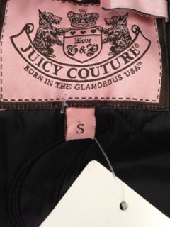 Juicy Couture Black Hooded Down Jacket $378 Sz s Zip Front Fitted Quilted