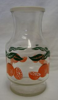 Vintage Anchor Hocking Orange Juice Clear Glass Pitcher Decanter Carafe with Lid