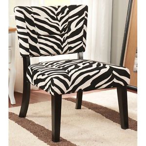 Modern Accent Chair Occasional Seat Contemporary Zebra Animal Print New Armless
