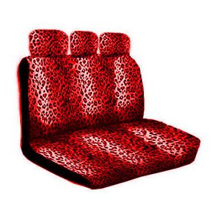 Red Leopard Print Seat Covers Full Set Floor Mats Car SUV Truck Van