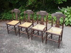 A Set of 4 Civil War Era Paint Decorated Chairs Adams County Origin Gorgeous