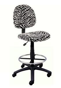 New Zebra Print Microfiber Fabric Office Drafting Bar Counter Stools Chairs