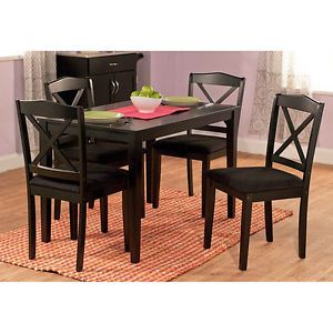 5 Piece Dinette Set Wood Dining Room Table Chairs Kitchen Furniture Black