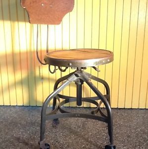 Early 1900s Toledo Stool Chair Uhl RARE Spring Backrest Steampunk Industrial