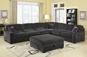 Luka Charcoal Casual Sectional with Armless Chair and Track Arms by Coaster