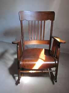 Lovely Antique Tiger Oak Traditional Rocking Chair Refinished Rocker Sale