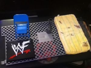 WWE WWF ECW WCW Accessories Blue Chair King of The Ring Cup WWF Logo Stand Bed