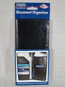 New Black Leather Document Organizer by Travel Smart Holder Passport Currency ID