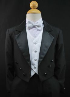 Baby Toddler Boys Black Formal Tuxedo Suit Set Wedding Party Outfit Size s 4T