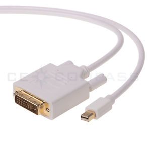 6ft White Mini DP DisplayPort to DVI Adapter Cable for Microsoft Surface Pro
