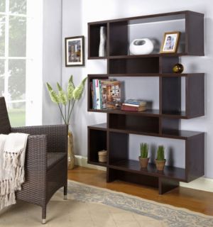 Kings Brand Espresso Finish Wood Cube Bookcase Display Cabinet New