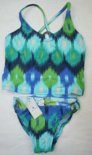 Gap Girl Swim Bathing Suit Tankini Green Blue 2 PC
