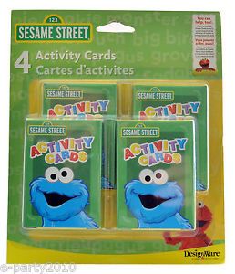 4 Sesame Street Cookie Monster Activity Game Cards Birthday Party Supplies