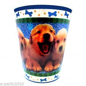 14 Puppy 9oz Paper Cups Golden Retrievers Birthday Party Supplies Dog Bones