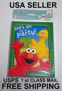 Sesame Street Elmo Bigbird Invitation Cards Boy Girl Birthday Party Favor Supply