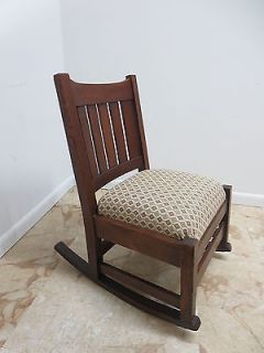 Antique Tiger Oak Stickley Mission Arts Crafts Rocker Rocking Chair