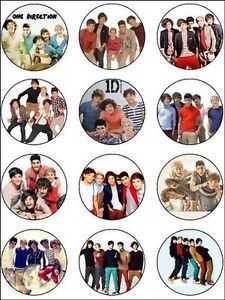 12 One Direction Edible Ricepaper Cupcake Cup Cake Topper Party Decoration Image