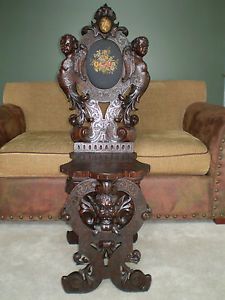Antique Chair Carved Hall Ornate Victorian
