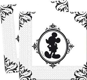 Mickey Mouse Party Mickey Mouse Black White Baroque Paper Napkins x 20