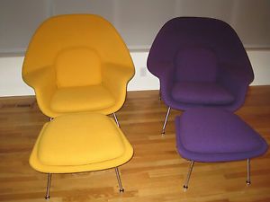 Eero Saarinen Knoll Womb Chair Ottoman Pair Original Vintage Los Angeles Lakers