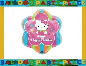 Hello Kitty Mylar Balloon Pastel Stripes Birthday Party Supplies Decoration